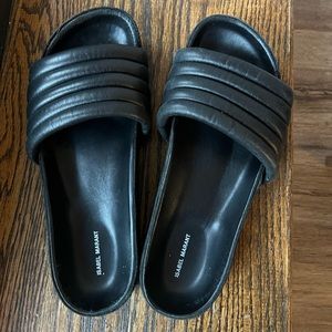 Isabel Marant black leather Heller quilted slides sz 7